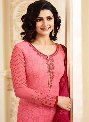 Peach embroidered georgette salwar 2