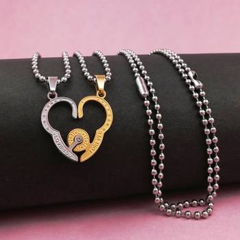 Saizen Stainless Steel Broken Heart-Shaped Locket Pendant With Chain For Unisex 4