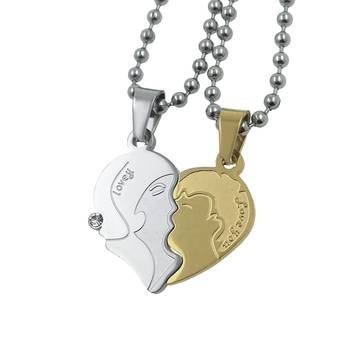 Saizen Stainless Steel Romantic Couple Kissing Necklace Valentine'S Day Gift  Pendant With Chain 1