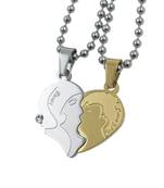 Saizen Stainless Steel Romantic Couple Kissing Necklace Valentine'S Day Gift  Pendant With Chain