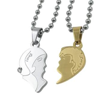Saizen Stainless Steel Romantic Couple Kissing Necklace Valentine'S Day Gift  Pendant With Chain 2