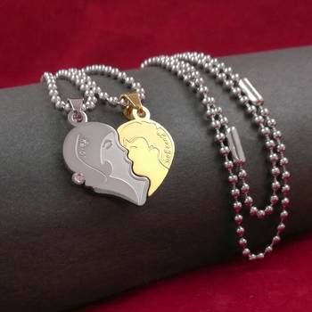 Saizen Stainless Steel Romantic Couple Kissing Necklace Valentine'S Day Gift  Pendant With Chain 3