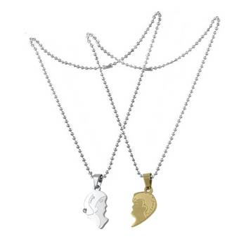 Saizen Stainless Steel Romantic Couple Kissing Necklace Valentine'S Day Gift  Pendant With Chain 4