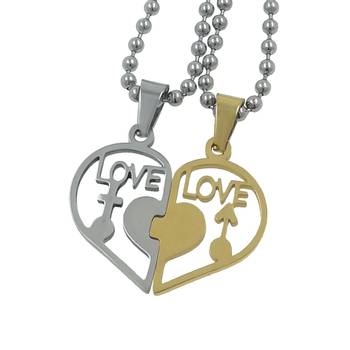 Saizen Love With Broken Hearth Valentine Day Gift Special Necklace Pendant With Chain Stainless Steel Pendant For Couple 1