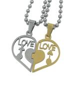 Saizen Love With Broken Hearth Valentine Day Gift Special Necklace Pendant With Chain Stainless Steel Pendant For Couple