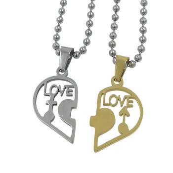 Saizen Love With Broken Hearth Valentine Day Gift Special Necklace Pendant With Chain Stainless Steel Pendant For Couple 2