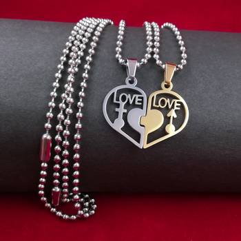 Saizen Love With Broken Hearth Valentine Day Gift Special Necklace Pendant With Chain Stainless Steel Pendant For Couple 3