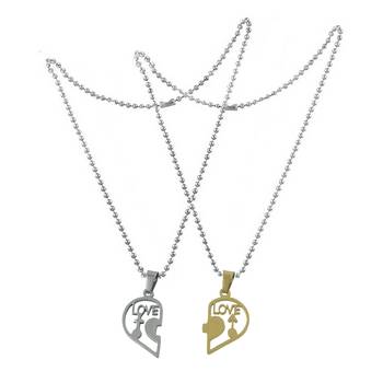 Saizen Love With Broken Hearth Valentine Day Gift Special Necklace Pendant With Chain Stainless Steel Pendant For Couple 4
