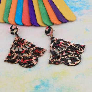 Delicate Party Wear Wooden Dangles Earrings Perfect And Different Look For Women Girl. 4