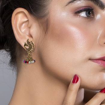 Attractive Multi Color Peacock Jhumki Earrings 1