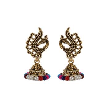 Attractive Multi Color Peacock Jhumki Earrings 2