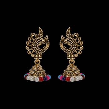 Attractive Multi Color Peacock Jhumki Earrings 3