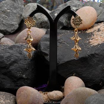 Beautiful Golden Flower 3 Layered Earrings 3