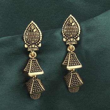 Glitzy Golden Dangler 3 Layered  Earrings 1