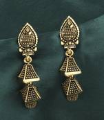 Glitzy Golden Dangler 3 Layered  Earrings