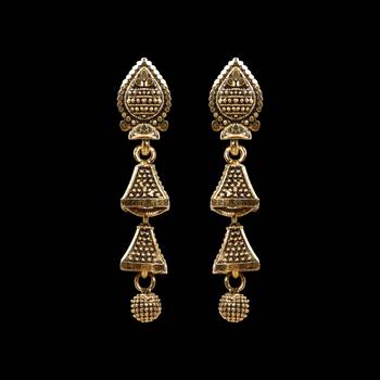 Glitzy Golden Dangler 3 Layered  Earrings 4