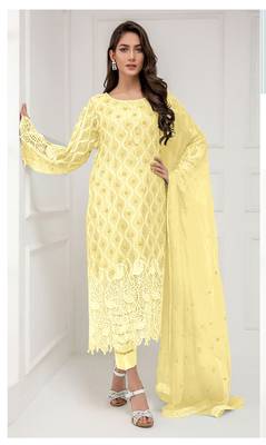 Yellow embroidered net salwar 1