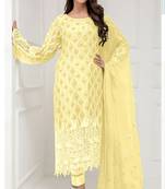 Yellow embroidered net salwar