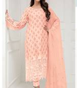 Light-orange embroidered net salwar