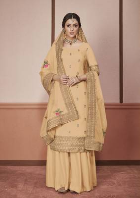 Cream embroidered silk salwar 1