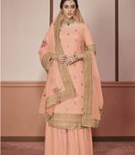 Light-orange embroidered silk salwar