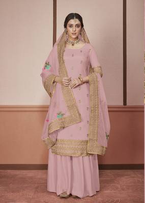 Light-pink embroidered silk salwar 1