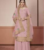 Light-pink embroidered silk salwar