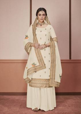 White embroidered silk salwar 1