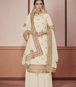 White embroidered silk salwar
