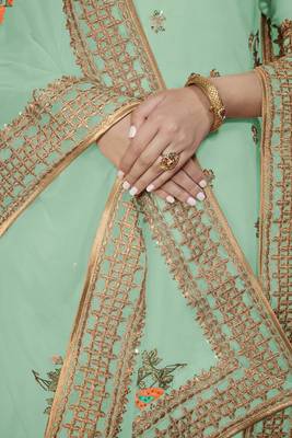Light-turquoise embroidered silk salwar 2
