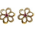 Trendy Pink Flower Stud Earrings