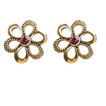 Trendy Pink Flower Stud Earrings 2