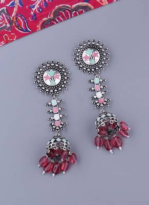 Bagh E Fiza Floral Chakra and Jhumka Drop Earrings 1
