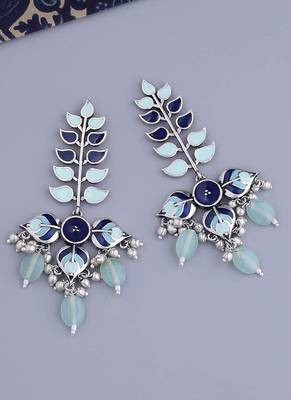 Bagh E Fiza Leaves Long Drop Earrings 1
