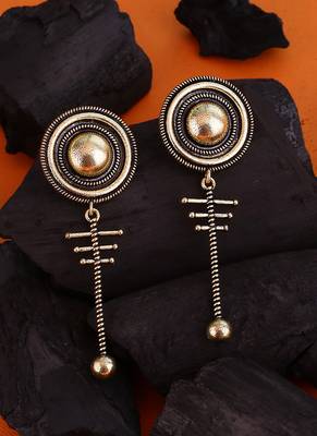 Baigani Circular Drop Brass Earrings 1