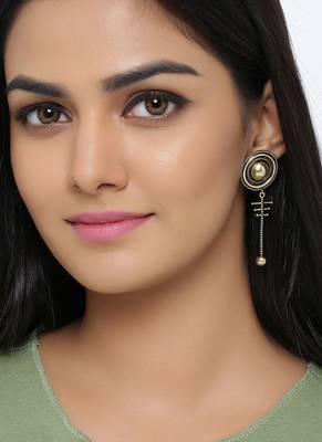 Baigani Circular Drop Brass Earrings 2