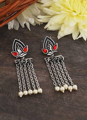 Apinaya Faux Pearls Adorned Drop Earrings 1