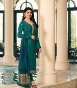Green Embroidered Crepe Semi Stitched Salwar With Dupatta