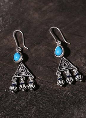 Moksha Triangles Blue Stone Earrings 1