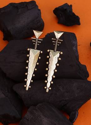 Baigani Triangles Drop Brass Earrings 1