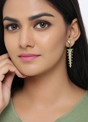 Baigani Triangles Drop Brass Earrings 2