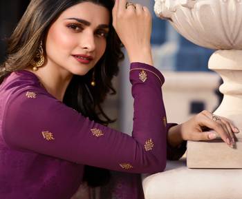 Purple Embroidered Crepe Semi Stitched Salwar With Dupatta 2