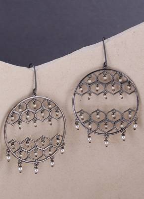 Jaali Pearl Filigree Hoop Earrings 1
