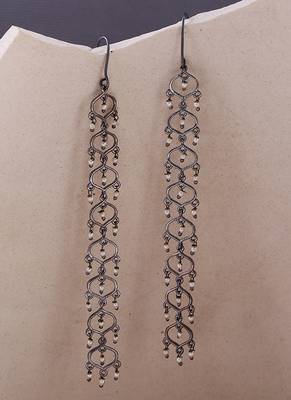 Jaali Pearl Long Drop Earrings 1