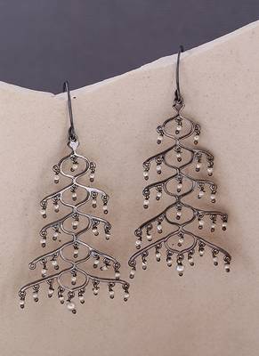 Jaali Pearl Layered Brass Earrings 1