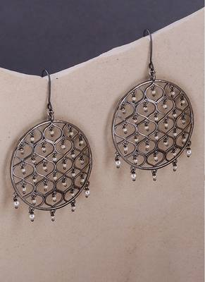 Jaali Pearl Filigree Round Earrings 1