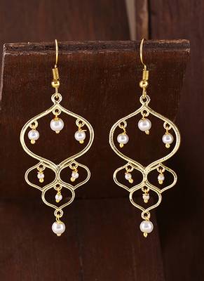 Jaali Pearl Gold Plated Drop Earrings 1