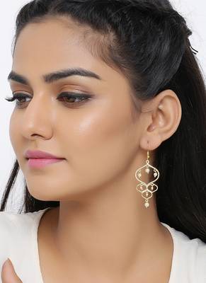 Jaali Pearl Gold Plated Drop Earrings 2