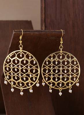 Jaali Pearl Filigree Gold Plated Earrings 1