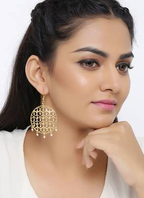 Jaali Pearl Filigree Gold Plated Earrings 2